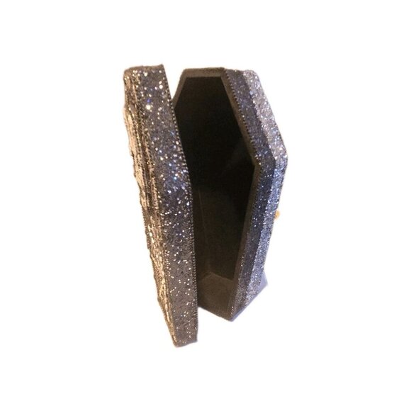 New LRG Black & White Skull Spider Web Halloween Beaded Coffin Box Storage Box - Picture 3 of 4